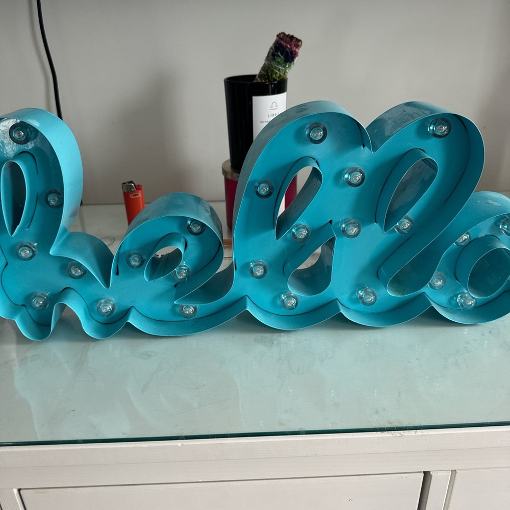hello sign, have to get batteries for it
